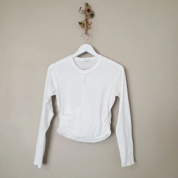 A.L.C. Jordan Faux Wrap Cotton White Long Sleeve Tee Size Small - Picture 4 of 10
